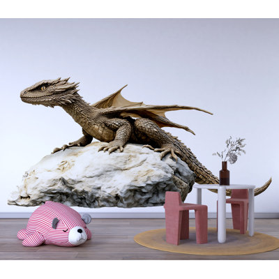 Dragon Wall Decal – Realistic Baby Dragon Wall Art, Fantasy Dragon Kids Room Wall Sticker 323Mv