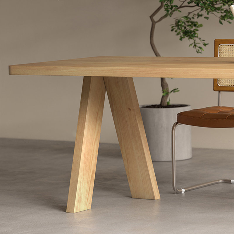 Burlywood Rectangular Solid Wood Dining Table, 29.53"H x 78.74"L x 35.43"W