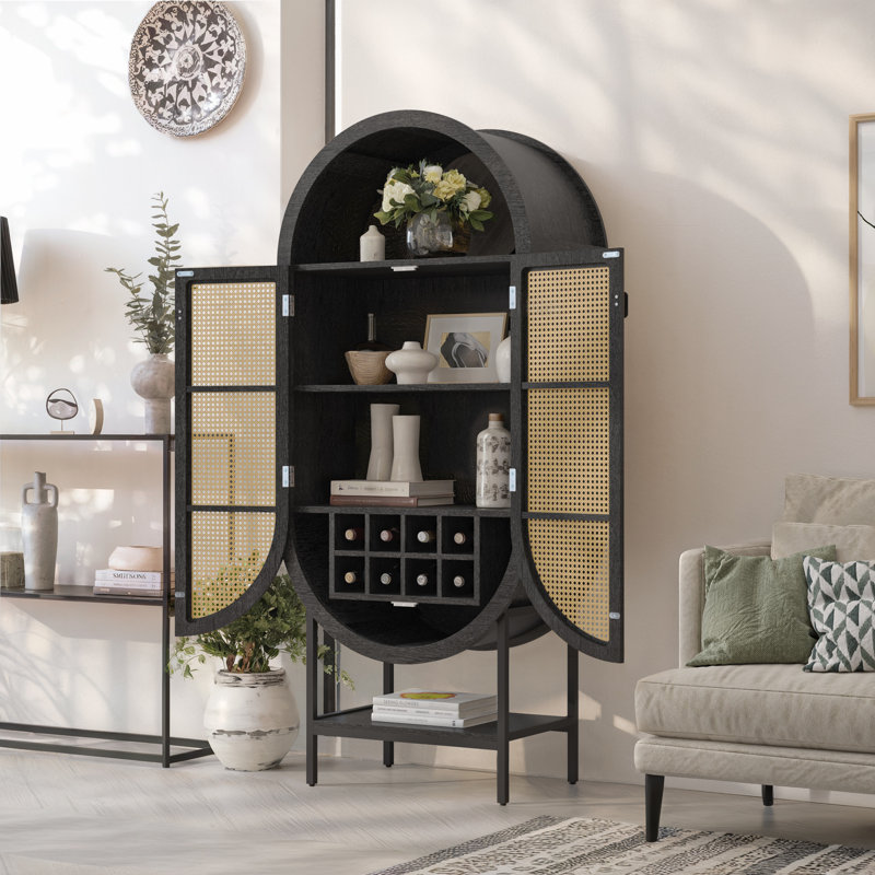 Bar avec tablettes réglables pour la maison, Noir