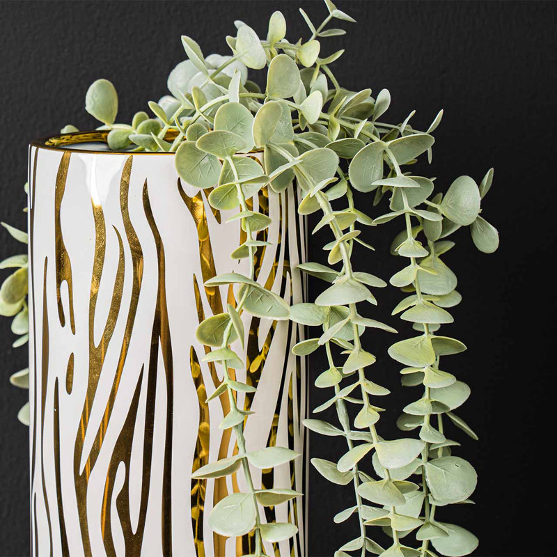 Elegant Ceramic Vase for the Living Room, Luxury Vase Decor, 33cm H x 11.8cm W x 11.8cm D
