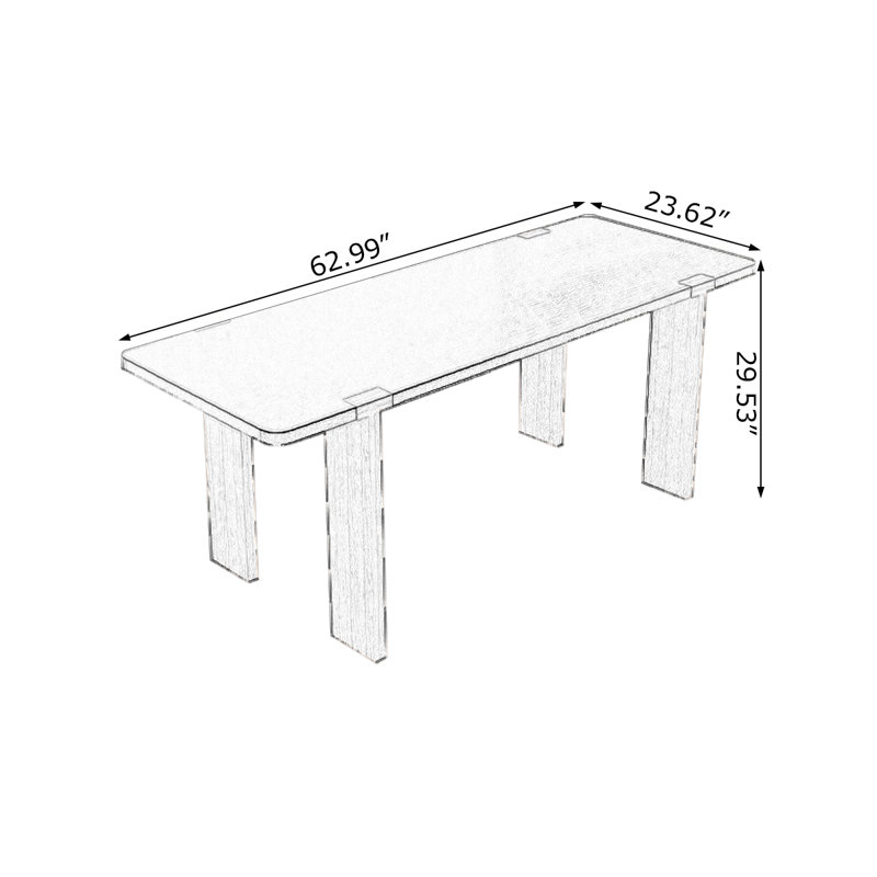 Bureaux rectangulaires noirs en bois massif, H 29,53 po x l 62,99 po x P 23,62 po