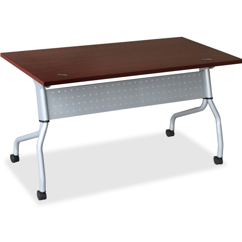 Preference Rectangle Flip Top Training Table with Casters and Modesty Panel and Cable Management