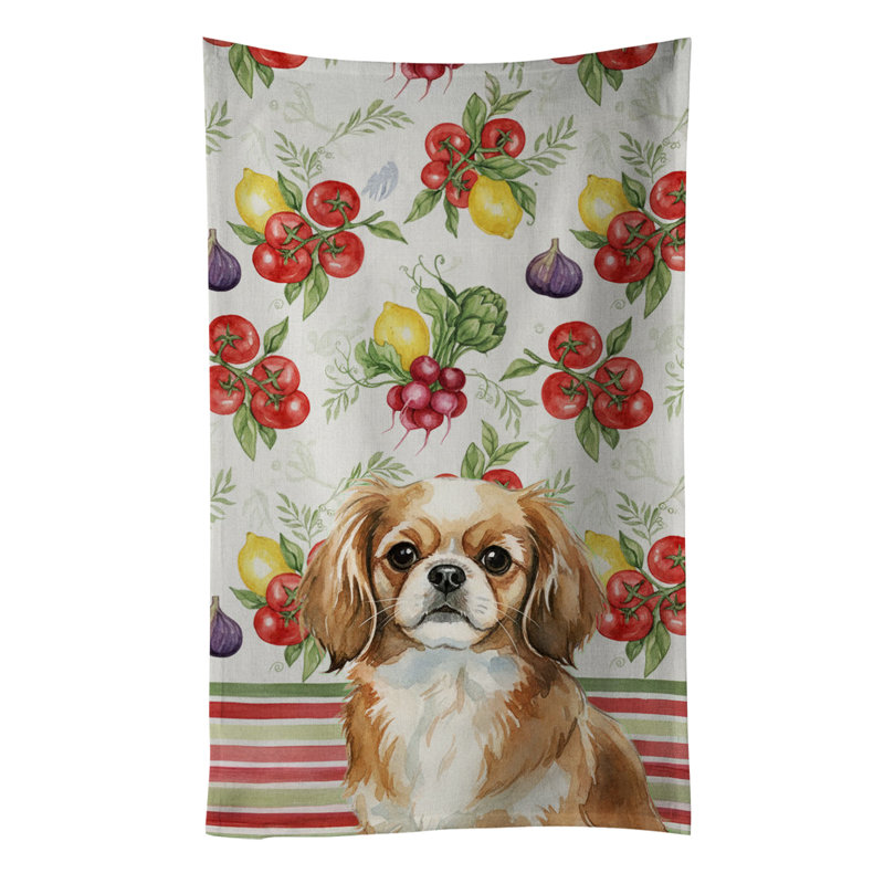 Tibetan Spaniel Vegetables Kitchen Towel, Tibetan Spaniel