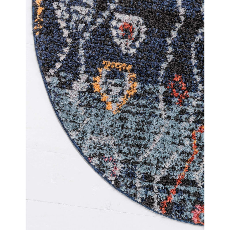 Victorville Abstract Indoor Rug, Round 4'