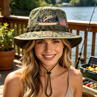 Combinaisons de ski unisexes, chapeau de pêche brodé large, chapeau de pêcheur de protection pour hommes et femmes avec cordon de serrage coupe-vent ajustable