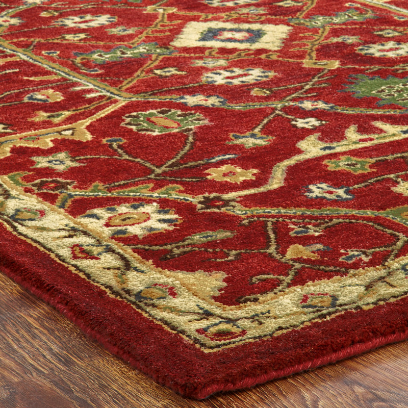 Wool Oriental Area Rug in Rust/Black/Beige/Brown/White/Green/Gray, Rectangle 3'6" x 5'6"