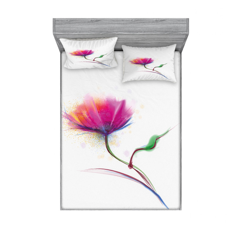 Ensemble de draps à motif floral Simplistic Poppy, Taie d'oreiller taille double