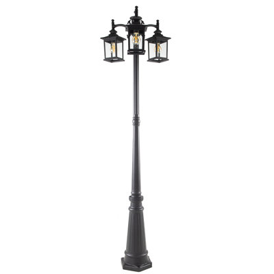 Lampadaire d'extérieur 3 têtes noir classique