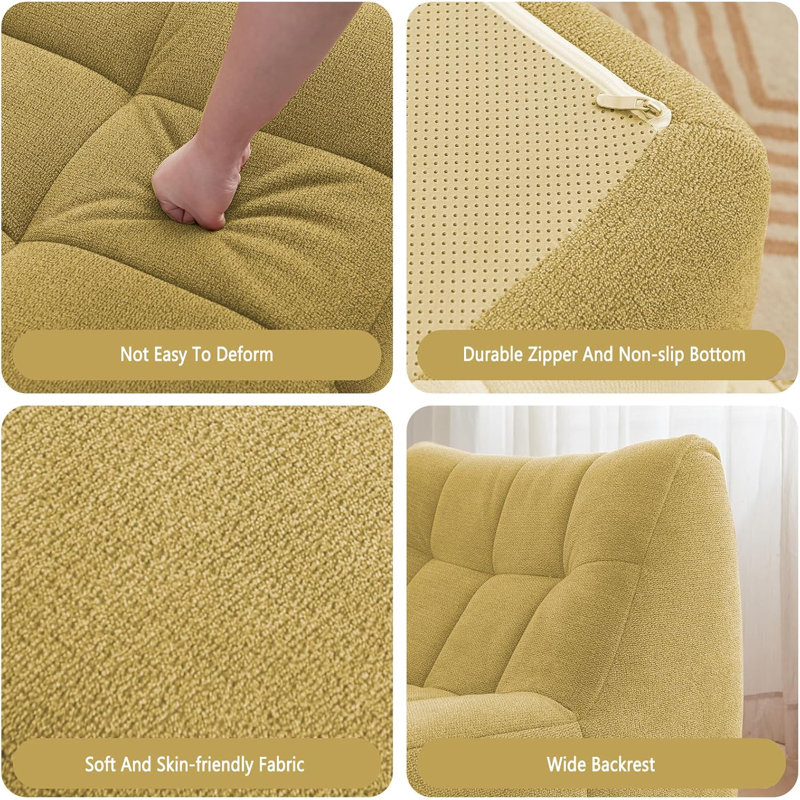 Fauteuil à billes 33,7 po avec repose-pieds, Jaune