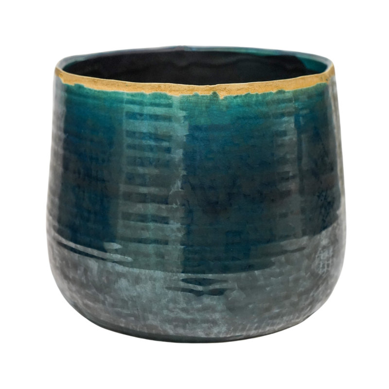 Como Reactive Glaze Planter, 21cm H x 26cm W x 26cm D, Turquoise