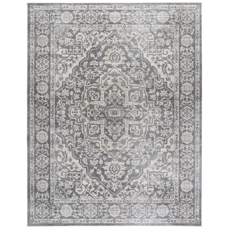 Oriental Light Gray/Ivory Area Rug, Rectangle 10' x 13'