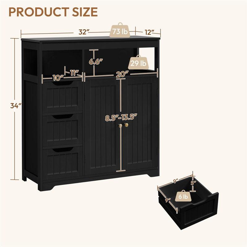 Armoire de salle de bain Marceen, Noir