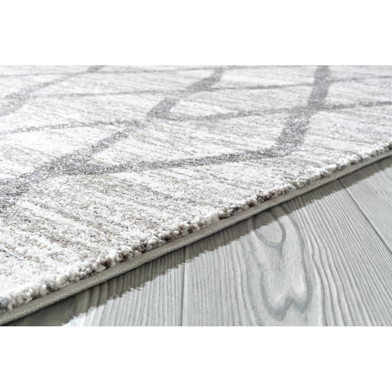 Tapis gris à motif géométrique Dunmurry, Rectangle 5 pi 2 po x 7 pi 2 po