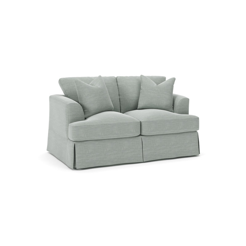 Lucia 65.5" Recessed Arm Slipcovered Loveseat, Conversation Capri Basketweave