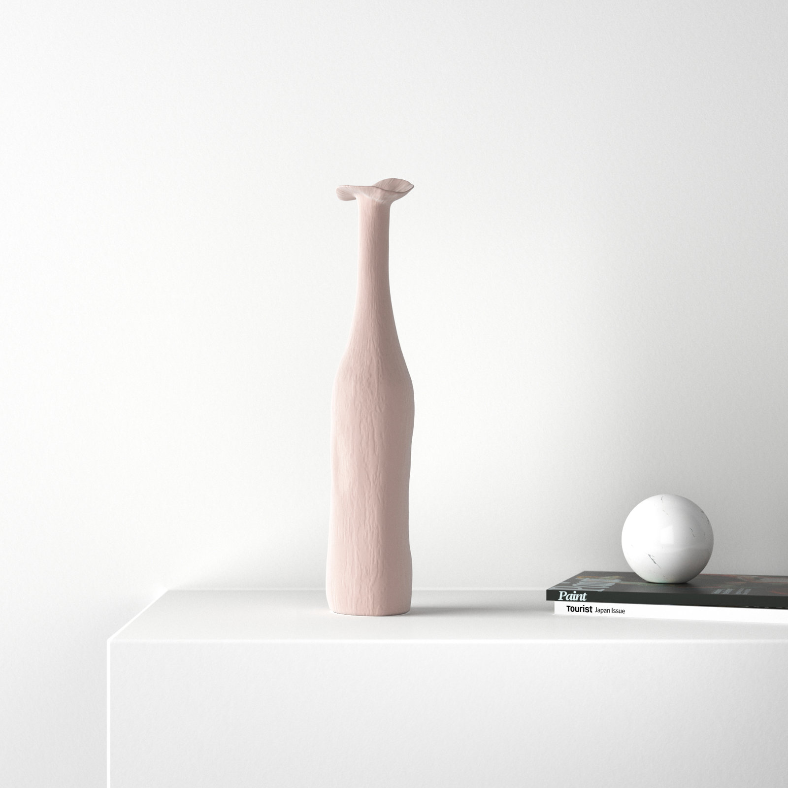Paso Handmade Ceramic Table Vase, White, 15.35" H x 3.15" W x 3.15" D