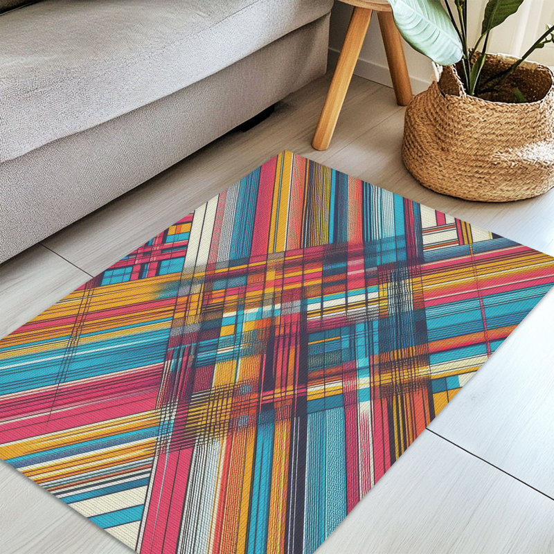 Tapis tressé à motifs écossais audacieux, Rectangulaire 3 pi x 5 pi