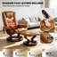 Fauteuil inclinable de massage en cuir chauffant avec repose-pieds-945557783