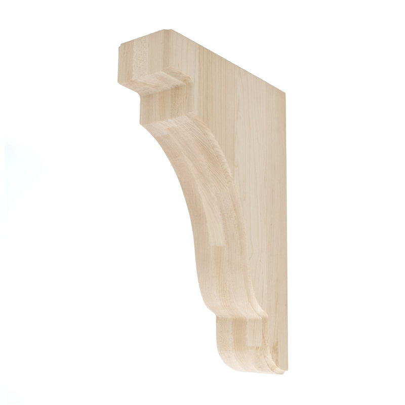14 in x 3 in x 9 in Unfinished Large Solid Traditional Plain Wood Bracket Corbel, Hard Maple