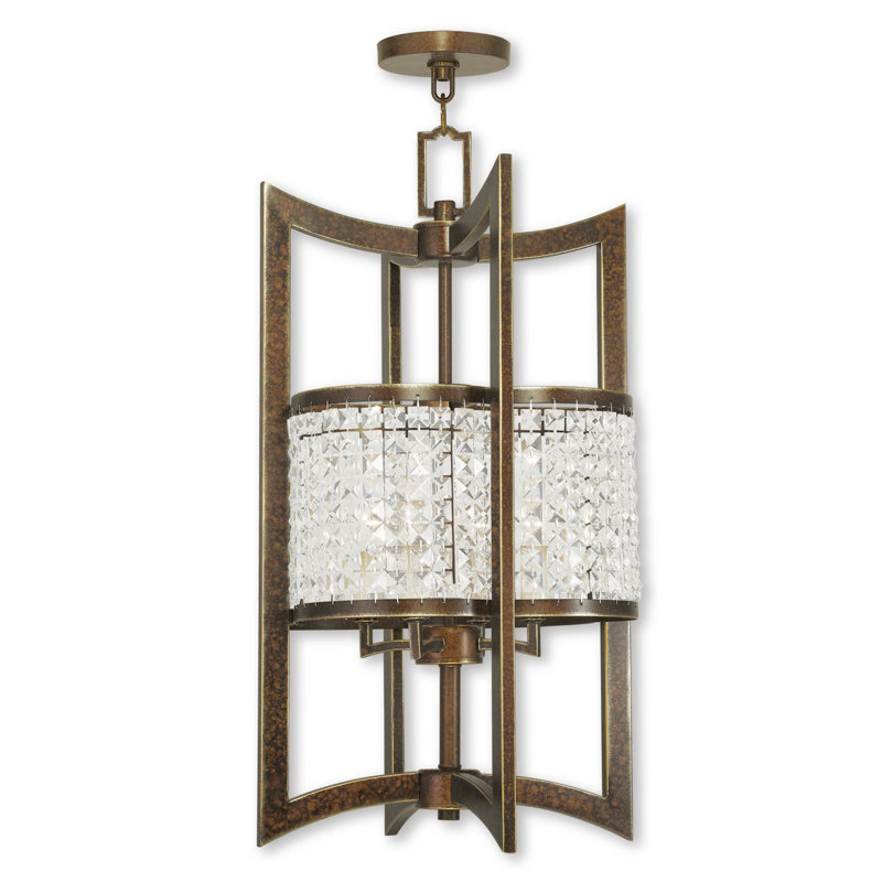 Belisle 4 - Light Dimmable Geometric Chandelier, Hand Painted Palacial Bronze, 24" H