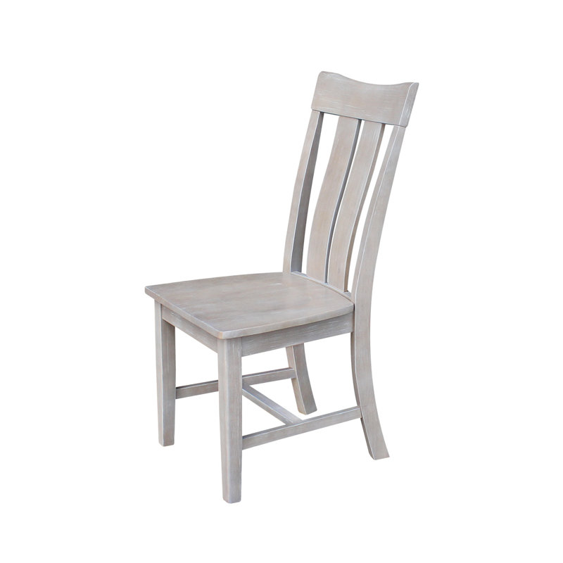  Delisca Solid Wood Slat Back Side Chair, Washed Gray Taupe