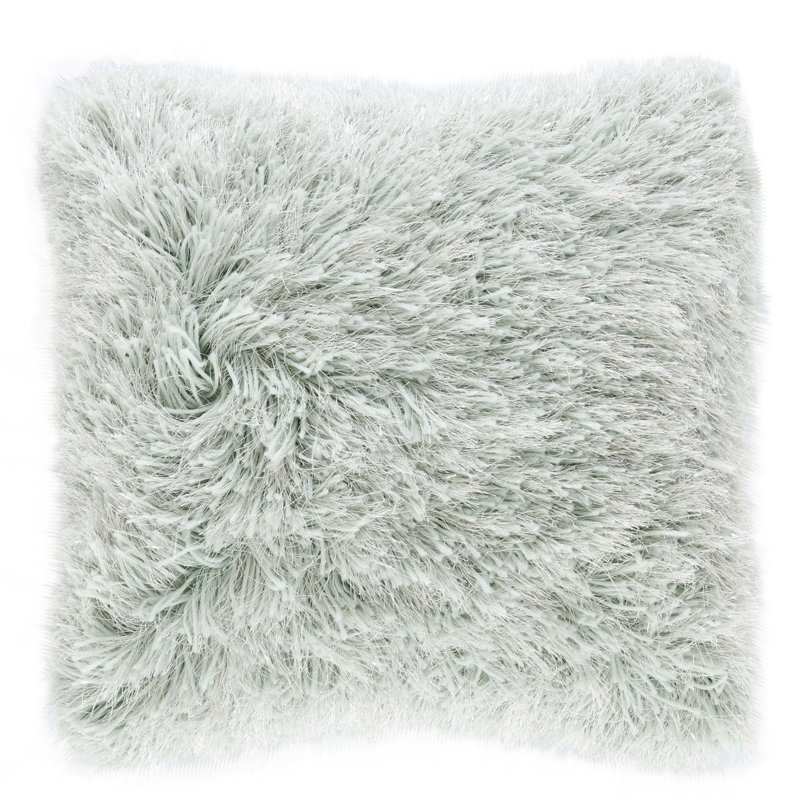 Gray Shag Hollywood Glam Square Decorative Pillow