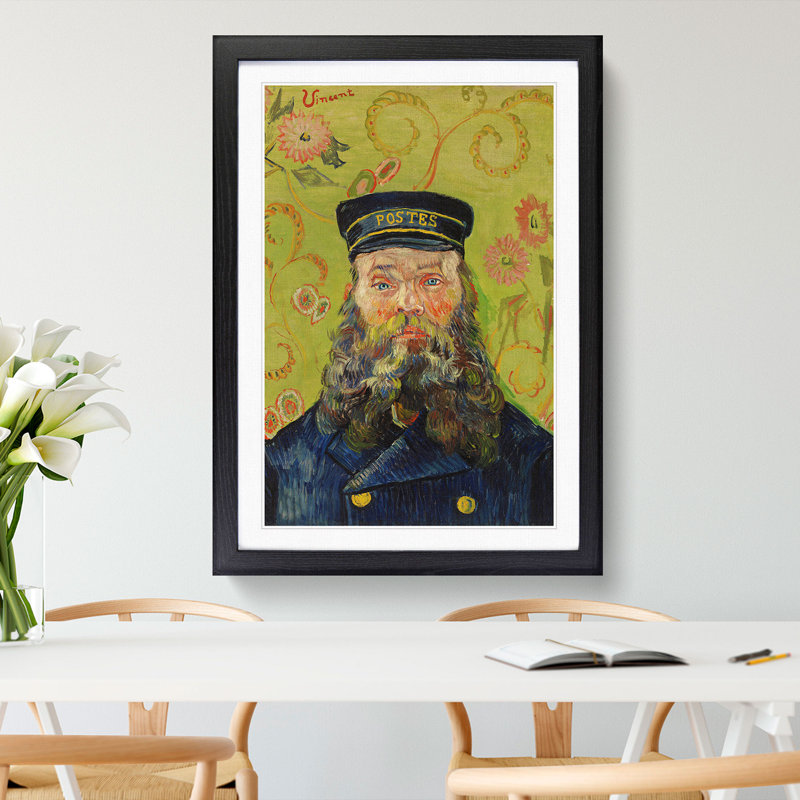 The Postman Joseph Roulin Vol.3 by Vincent Van Gogh - Picture Frame Painting, 65cm H x 48cm W x 2cm D, Black Framed