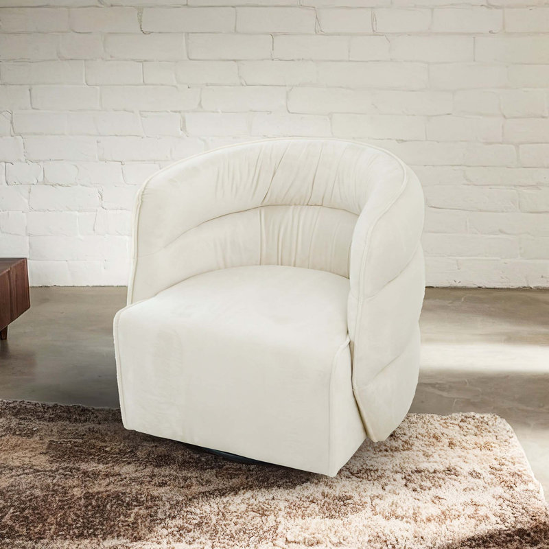 Chaise pivotante Walden, velours, Crème, crème