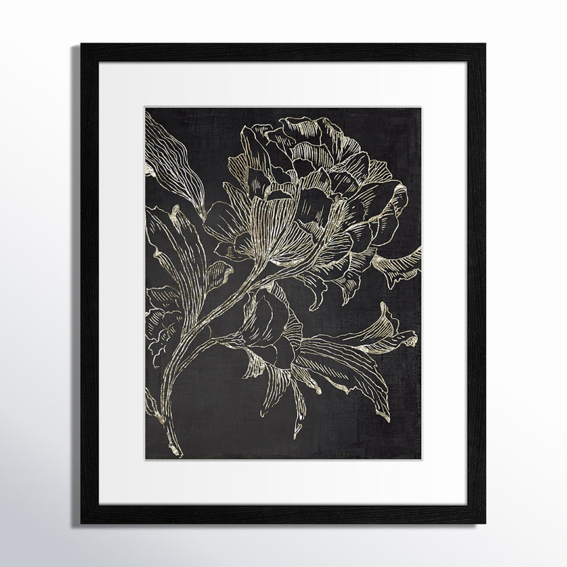 Clarendon Golden Flower Folklore I by Asia Jensen - Picture Frame Graphic Art Print, 19" H x 16" W, Black Framed