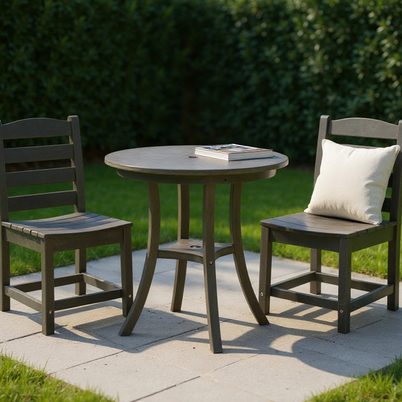 3-Piece Outdoor Dining Set, Gray