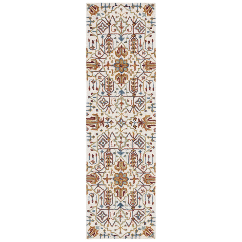 Wahcheechee Southwestern Hand Tufted Wool Area Rug in Ivory/Yellow/Red, Runner 2'3" x 6'