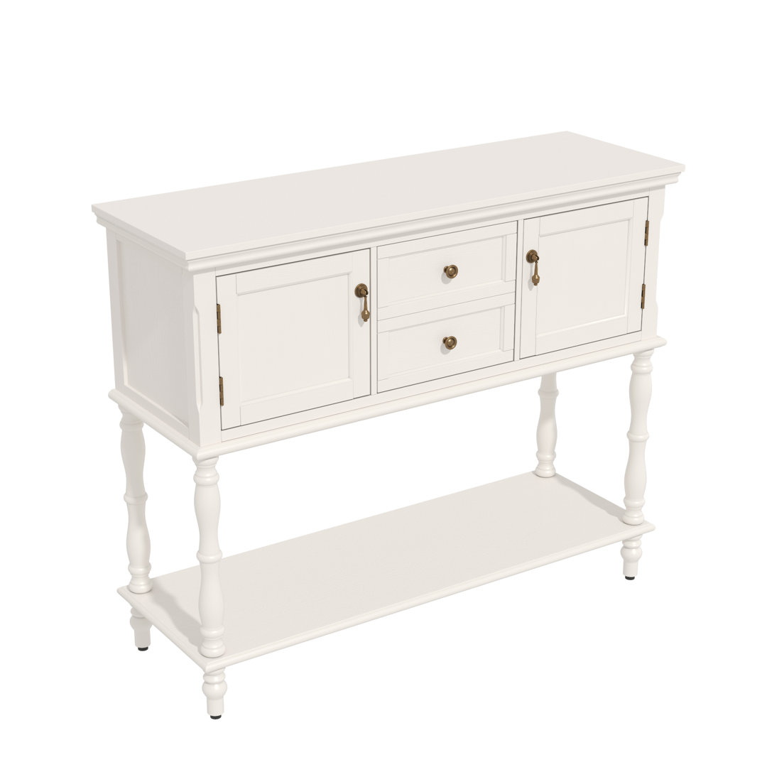 Farmhouse Wood Console Table with Drawers and Cabinet for Entry and Living Room Alcott Hill® 