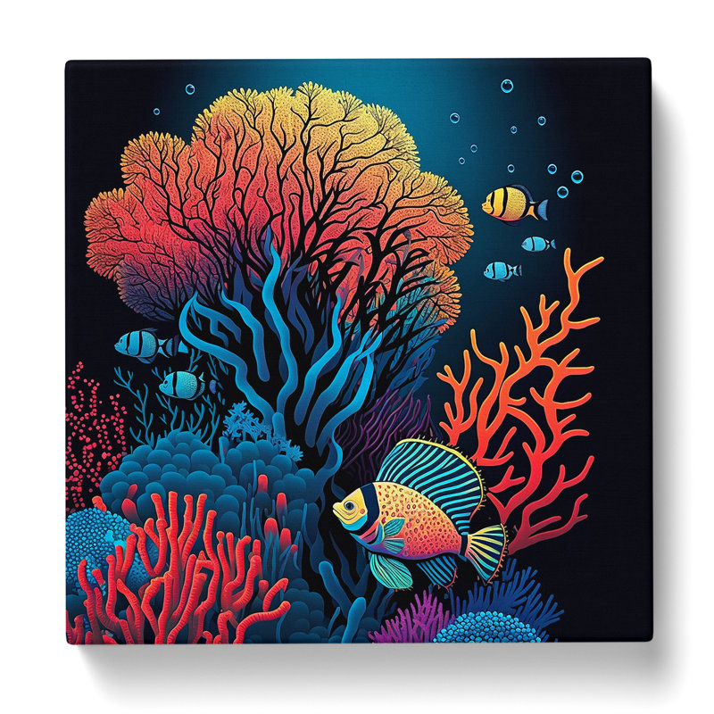 Coral Reef Pop Art - Print, 35cm H x 35cm W x 3cm D