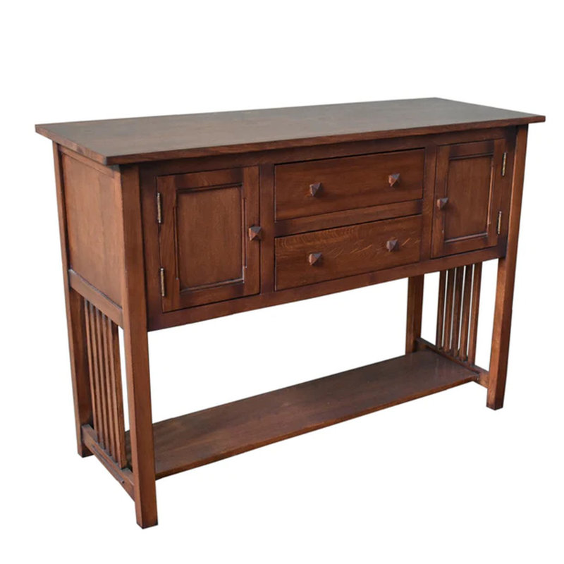 Arts And Crafts 37'' Solid Wood Console Table, Walnut