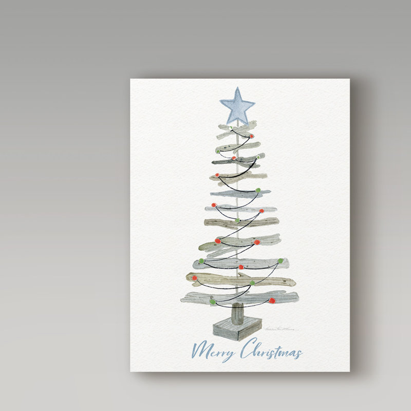 « côtier vacances tree iii red merry christmas », reproduction d’impression sur toile tendue, H 19 po x l 14 po x P 2 po