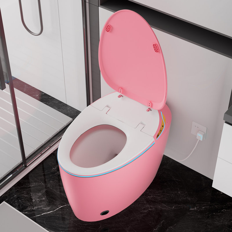 Yingze Luxury Smart Toilet with Bidet, Elongated One-Piece Toilet with Auto Flush, Heated Seat & Dryer, LED Night Light, Side Button & Remote Control, 1.28 GPF