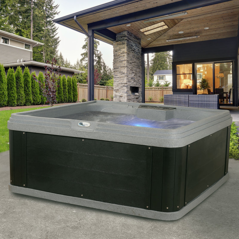 Ariana 6-Person 30-Jet 70-Port Lounger 240V Spa with Ice Bucket by Aqualife by Strong Spas, Grey Granite