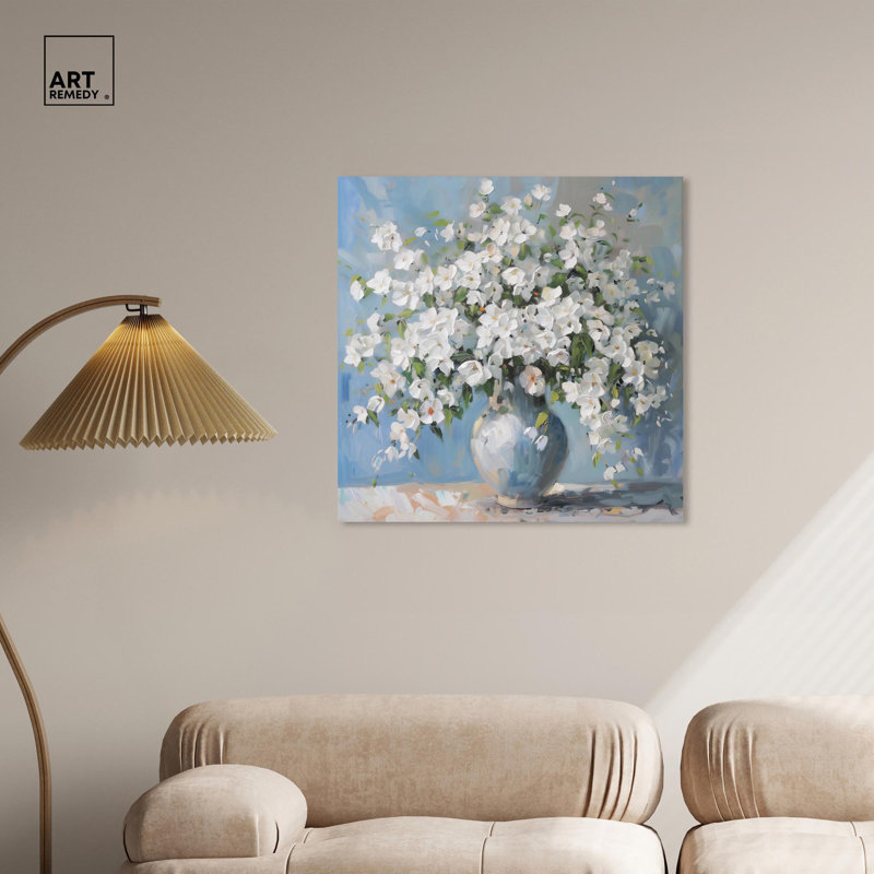 Vase ciel clair sur toile, Toile tendue, H 30 po x l 30 po