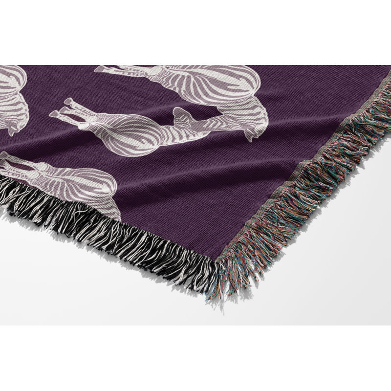 Jeté en mélange de coton Ziggy Zebra, Pourpre / Blanc cassé, L 80 po x l 60 po