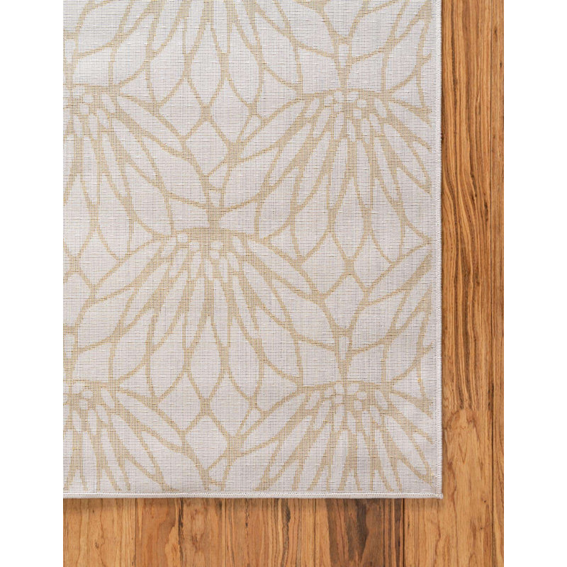 White Gold Geometric 9' x 12' Stain-Resistant Area Rug