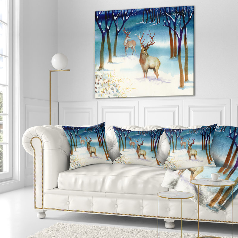 Coussin de forêt avec paysage, 16 po x 1 po, Coussin décoratif