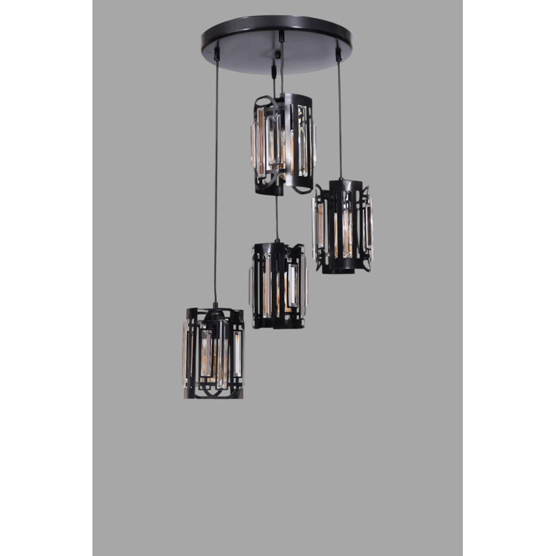Lustre, Noir, 4 étages, Quatre lumières