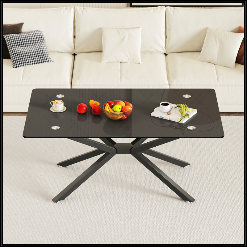 39.37" Rectangular Coffee Table, Black, Black