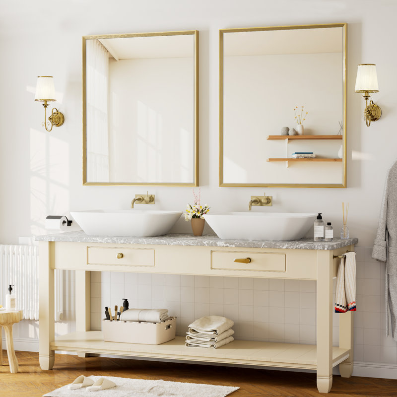 Miroir de salle de bain, Doré, 30''×36''