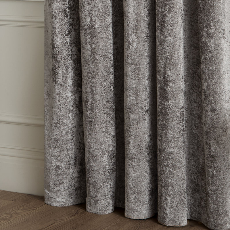 Lustre Velvet Room Darkening Curtain Panel Pair, 229cm Width x 229cm Drop, Grey