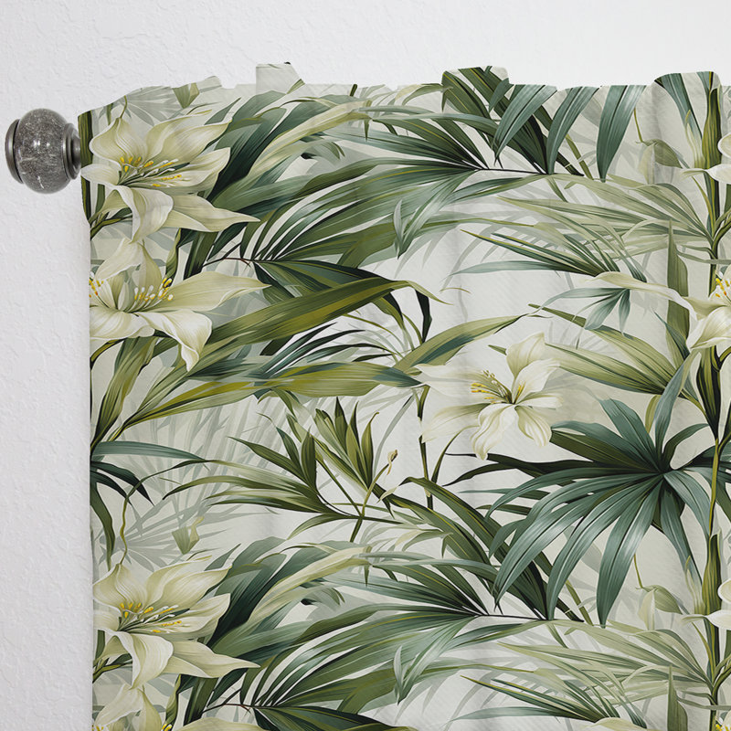 Bambou fusion motif tropical III - Rideau floral - Rideau floral obscurcissant - 1 panneaux, L 52 po x L 63 po