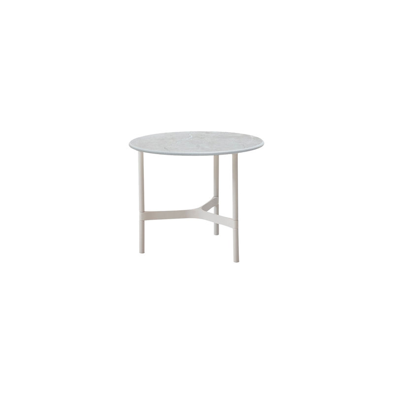 Twist Outdoor Round Coffee Table, 14.99" H x 17.8" W x 17.8" D, Teak/Gray