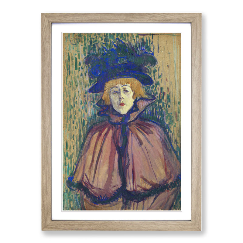 Jane Avril Portrait by Henri de Toulouse-Lautrec - Picture Frame Painting, Oak, 65cm H x 48cm W x 2cm D