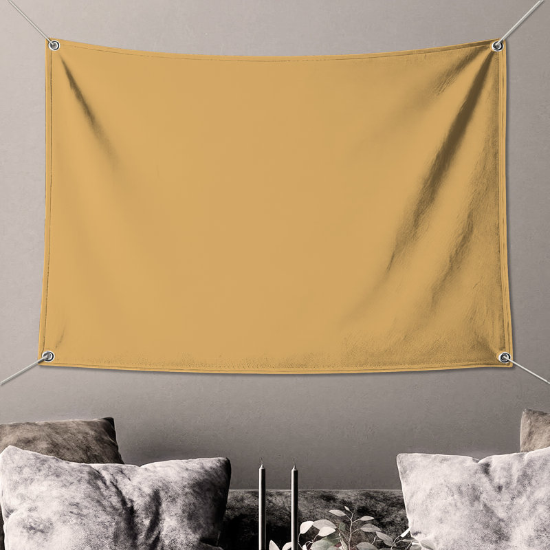 Tapisserie murale couleur unie beige, H 104 po x 88 avec 4 œillets