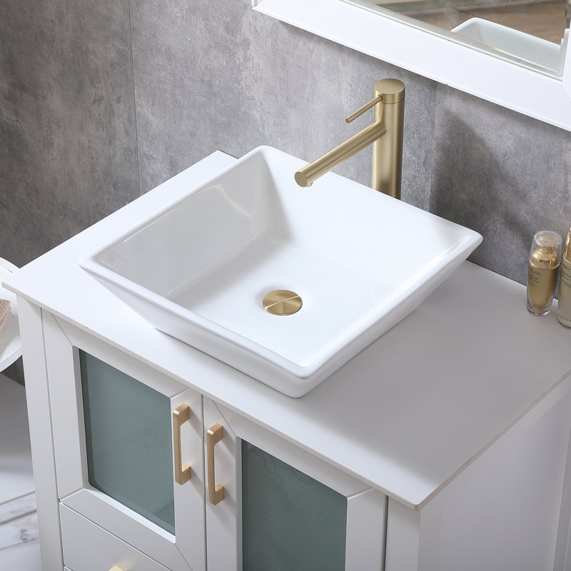 30'' White Modern Free-Standing Single Bathroom Vanity Set, White