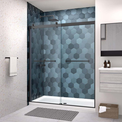 Porte de douche sans cadre de l 56 po x H 74 po